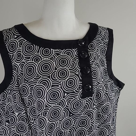 Kim Rogers sz 18 sleeveless geometric design black and white design dress - Picture 2 of 11